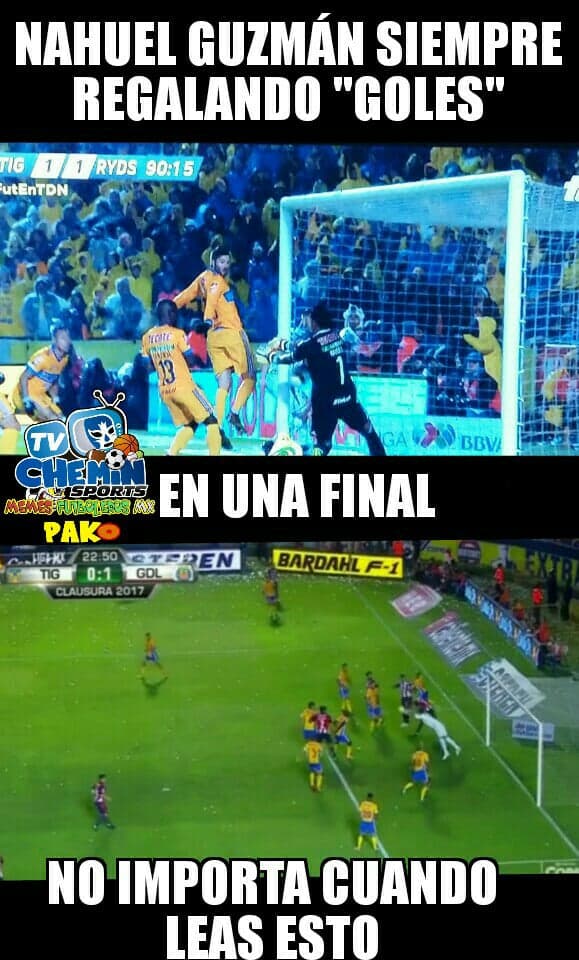Tigres y Monterrey empataron a 1 gol en el Juego de Ida de la Gran Final del Apertura 2017 y los memes no se hicieron esperar.
