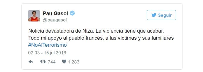 Deportistas, equipos de fútbol y asociaciones se solidarizaron con el pueblo francés tras el atentado en Niza.