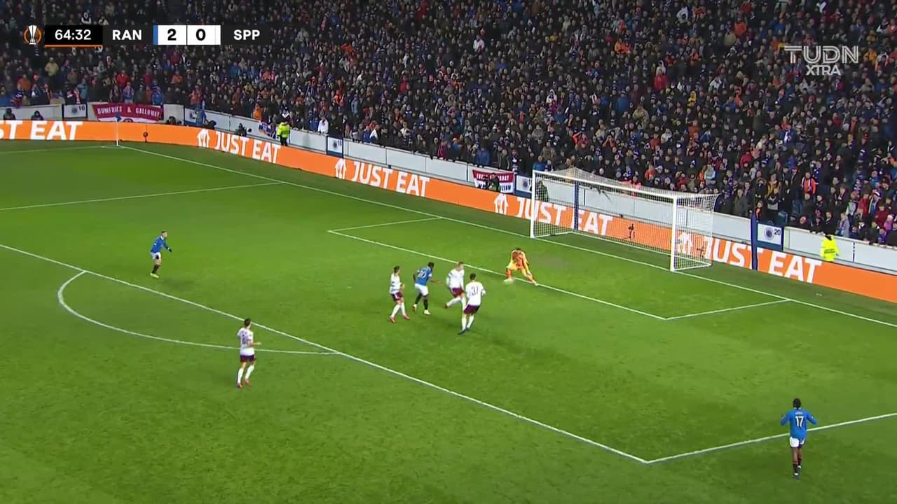 ¡TIRO ATAJADO! disparo por Alfredo Morelos.