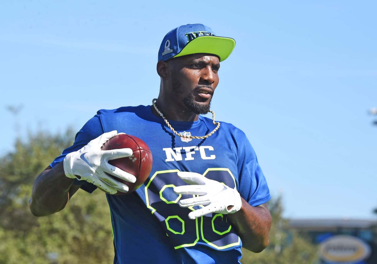 Dallas Cowboys wide receiver Dez Bryant (88) runs with a pass during the NFC football practice for the NFL Pro Bowl, Wednesday, Jan. 25, 2017 at Lake Buena Vista, Fla. (Al Messerschmidt via AP)