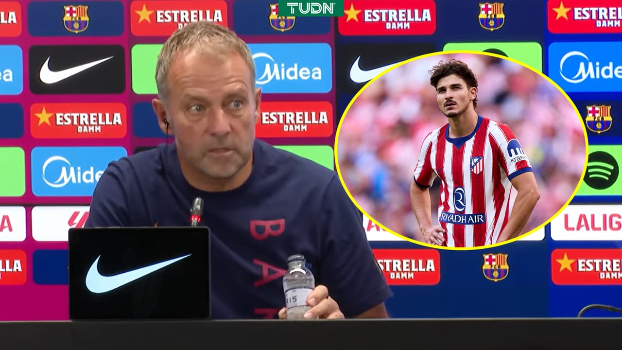 La reacción de Hansi Flick a posible pregunta sobre Julián Álvarez en rueda de prensa