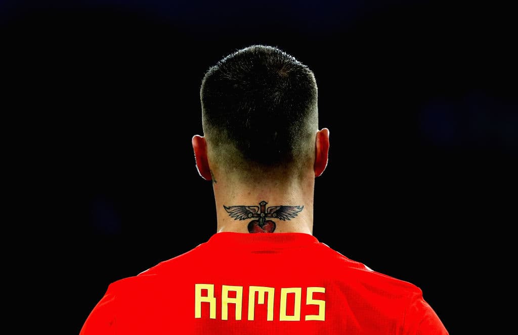 Sergio Ramos y el dibujo que adorna su nuca.