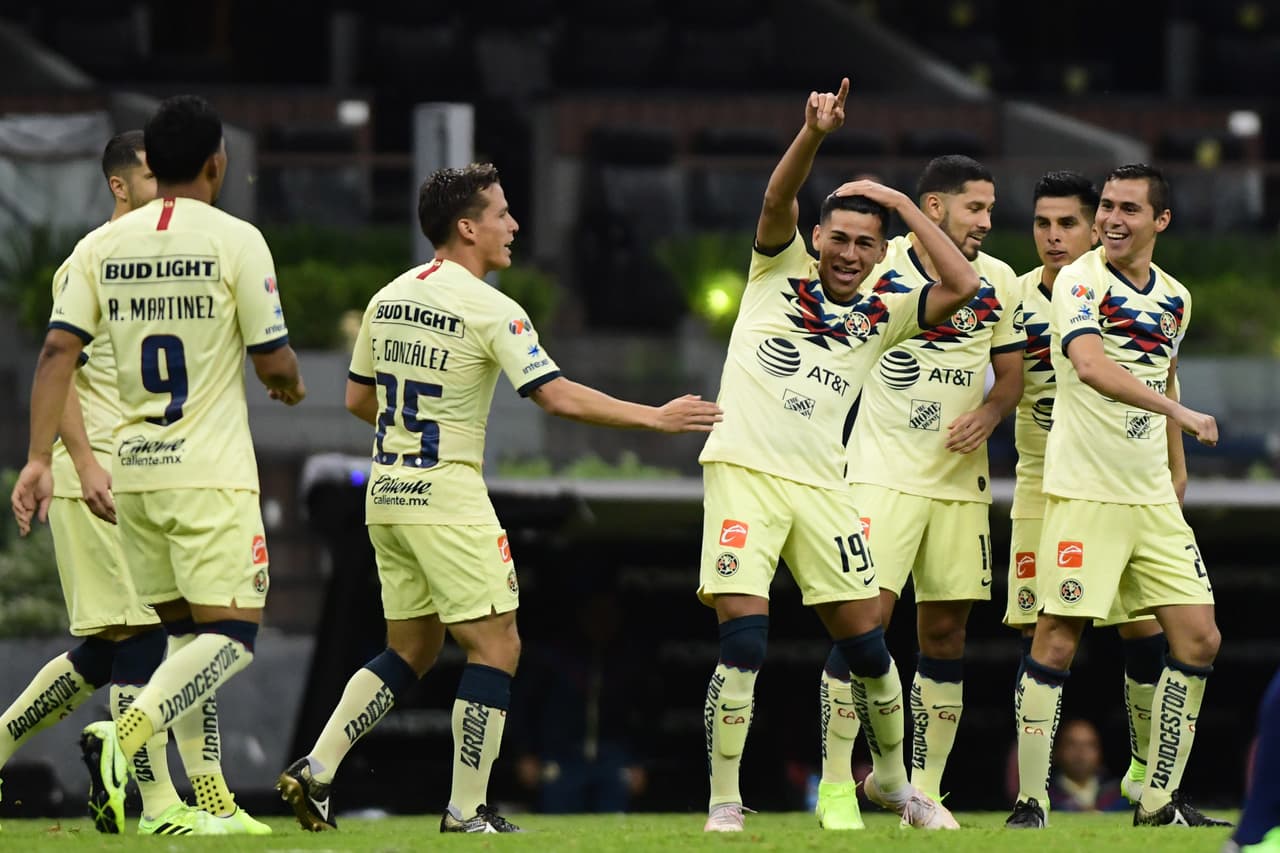 during the game America vs Pachuca, corresponding to day 7 of the Torneo Apertura 2019 of the Liga BBVA MX, at Azteca Stadium, on August 27, 2019. <br><br> durante el partido America vs Pachuca, correspondiente a la jornada 7 del Torneo Apertura 2019 de la Liga BBVA MX, en el Estadio Azteca, el 27 de Agosto de 2019.