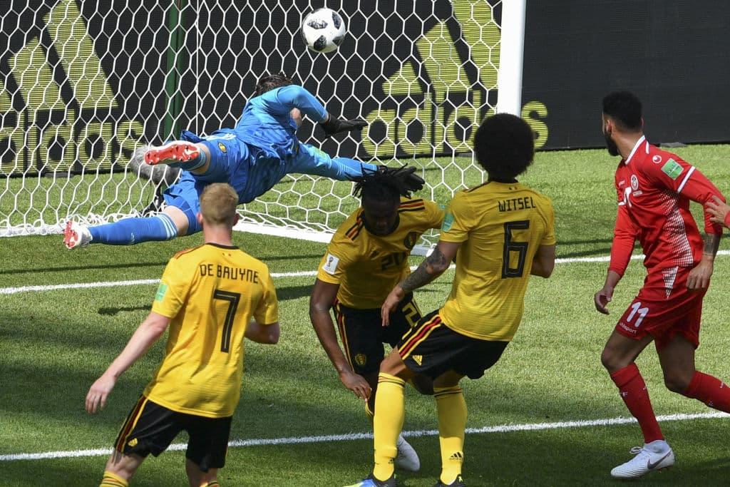 61.- Dylan Bronn (Túnez) al minuto 18. Bélgica 2-1 Túnez.