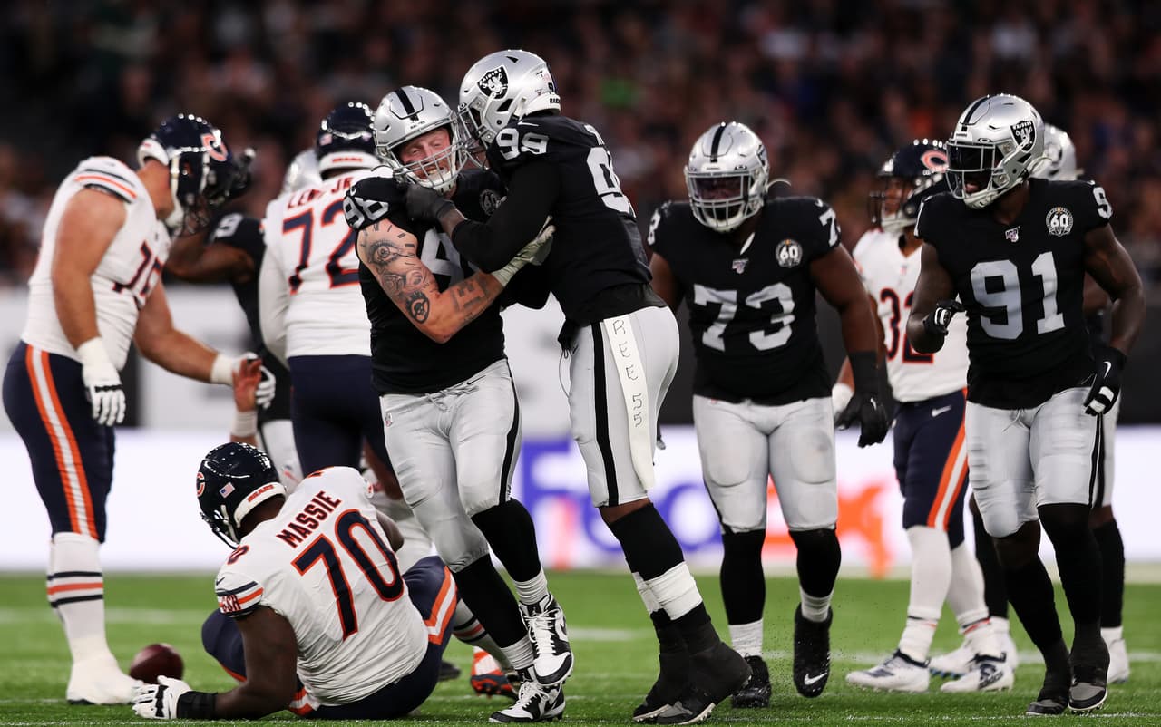 Los Raiders vencieron 24-21 a los Chicago Bears, en el estadio del Tottenham en Londres, y se ponen 3-2 en la temporada.