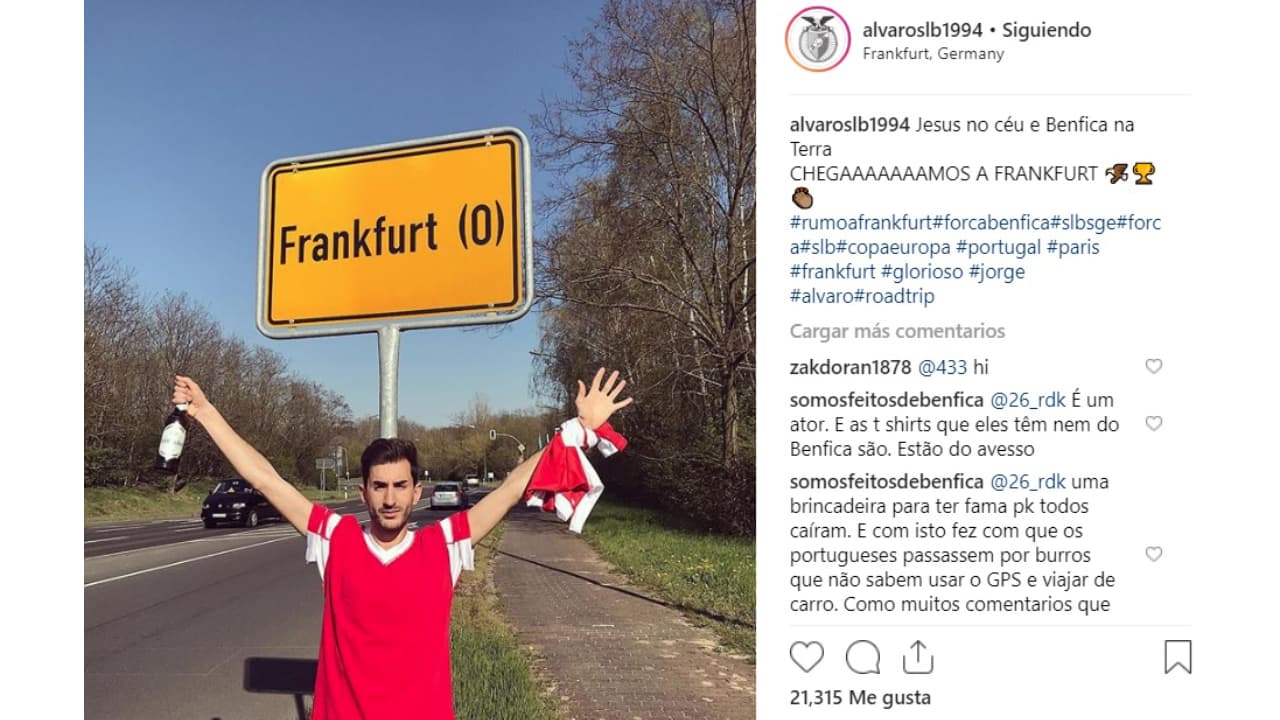 ¿Y las clases de geografía? Fanáticos del Benfica viajaron al Frankfurt equivocado