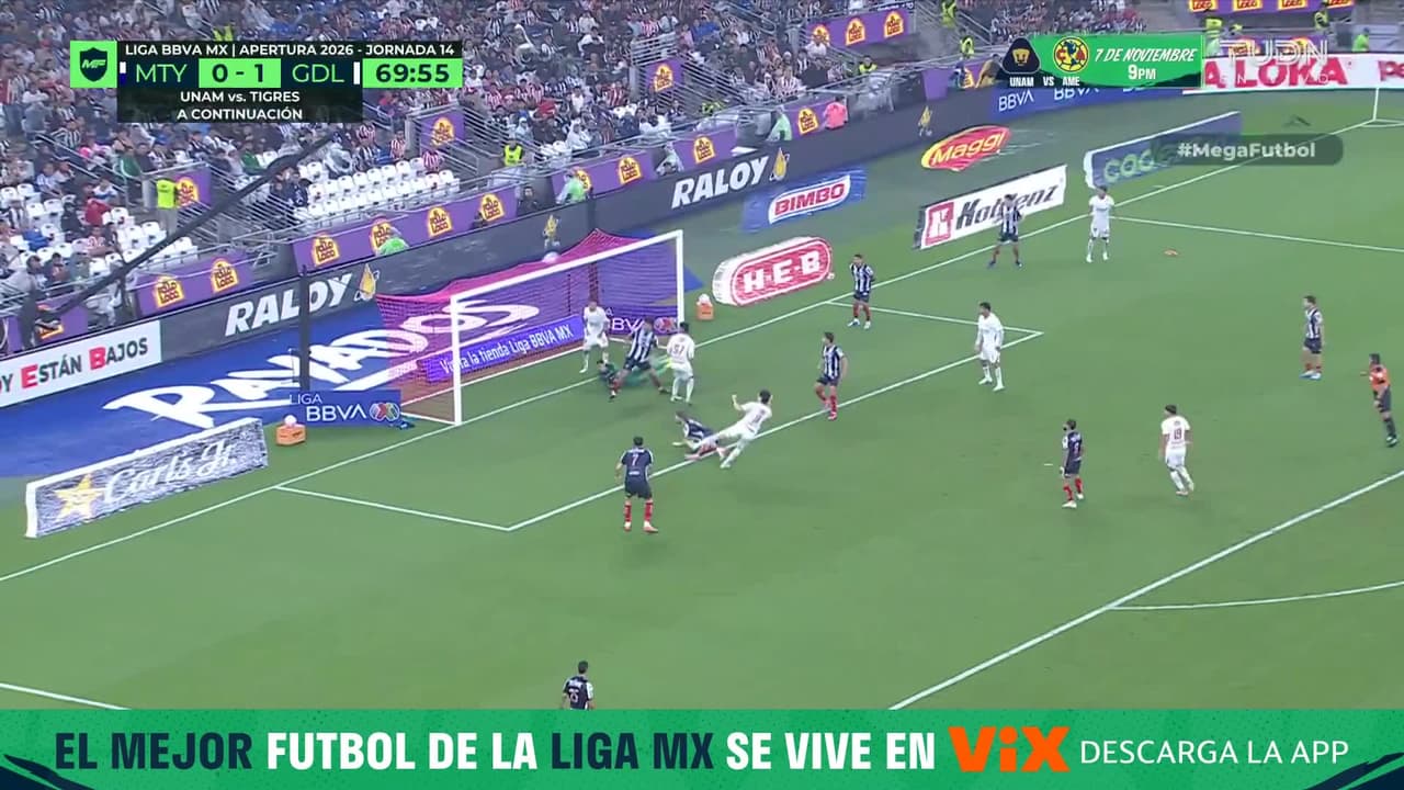¡Rayados está sufriendo! Chivas tuvo el segundo pero el poste les dice que no