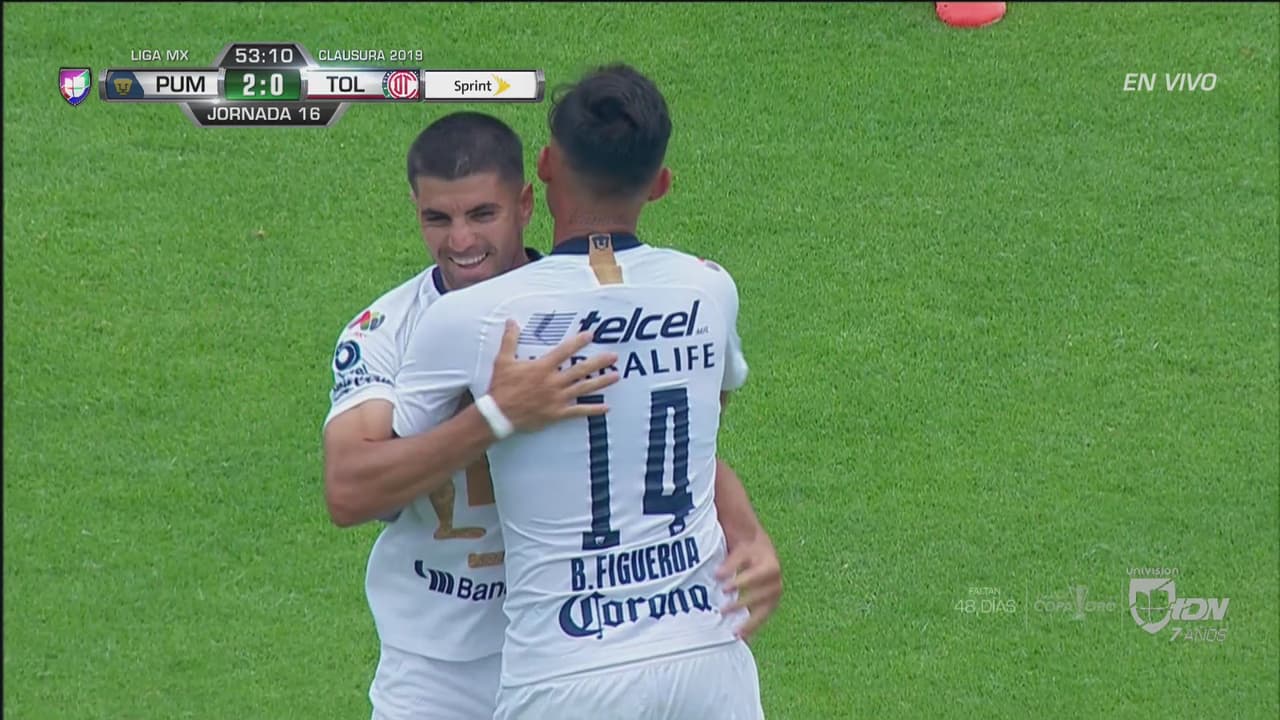 Ahora sí lo revisó el VAR: de penal, Víctor Malcorra marca el 2-0 sobre el Toluca