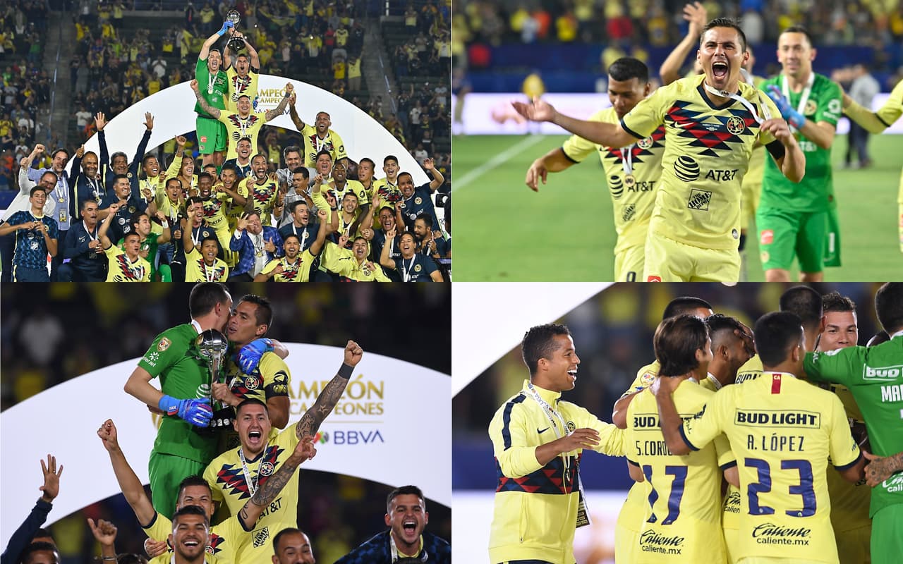 Así fueron los festejos del América luego de su angustiosa pero merecida victoria en penaltis para definir al Campeón de Campeones de la Liga MX ante Tigres en Carson, California. Agustín Marchesín fue el héroe americanista al atajar varios penaltis y anotar el de la victoria para el equipo de Miguel Herrera. Vaya manera de celebrar por parte de los jugadores azulcremas.