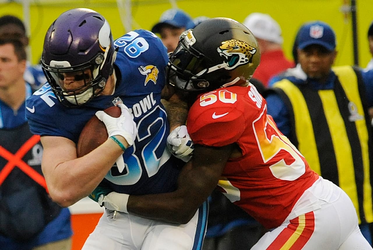 Kyle Rudolph tuvo 7 recepciones para 70 yardas siendo el mejor receptor de la Conferencia Nacional.