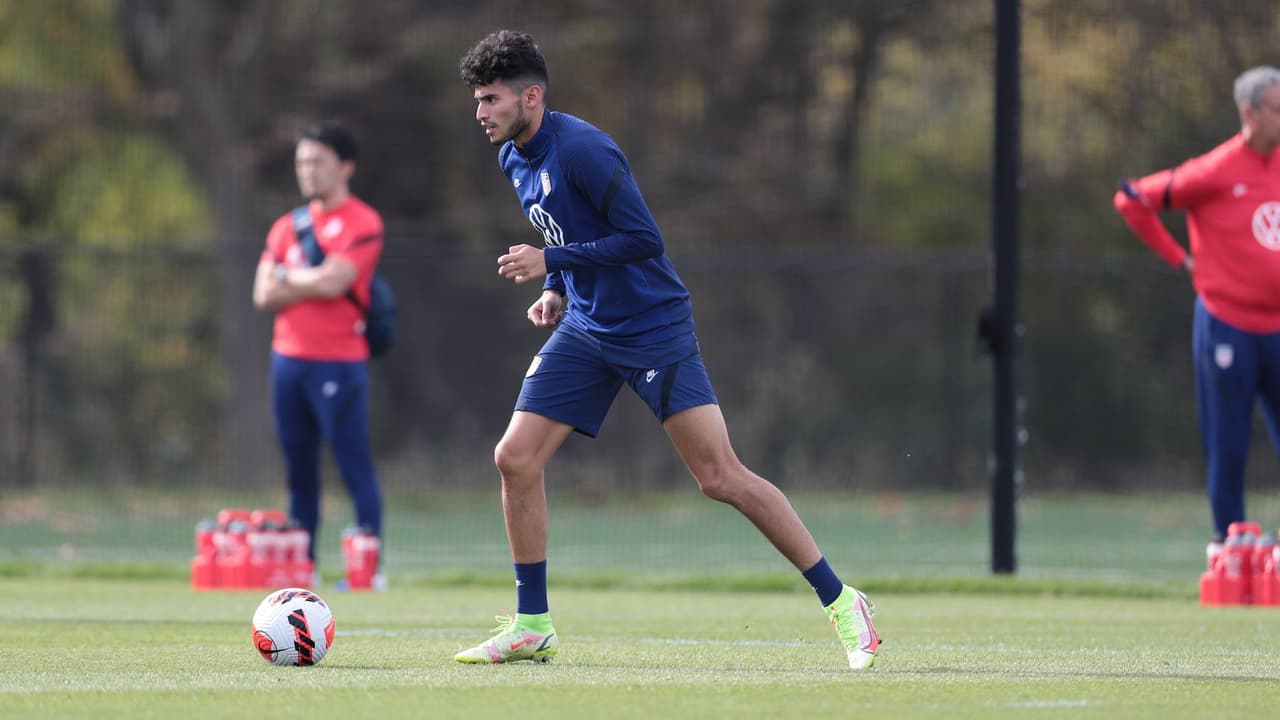 Ricardo Pepi, durante un entrenamiento de Estados Unidos.