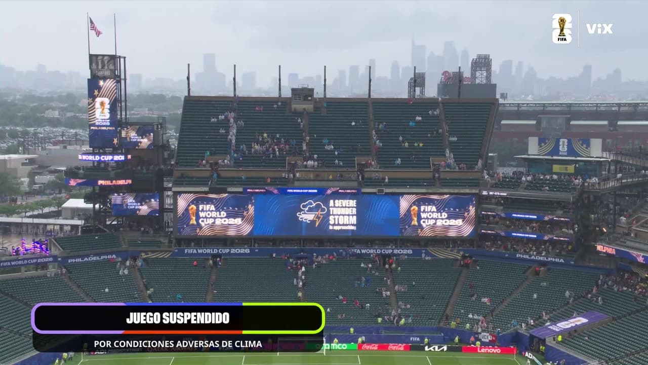 ¡JUEGO SUSPENDIDO! Tormenta eléctrica invade Filadelfia y detiene el partido