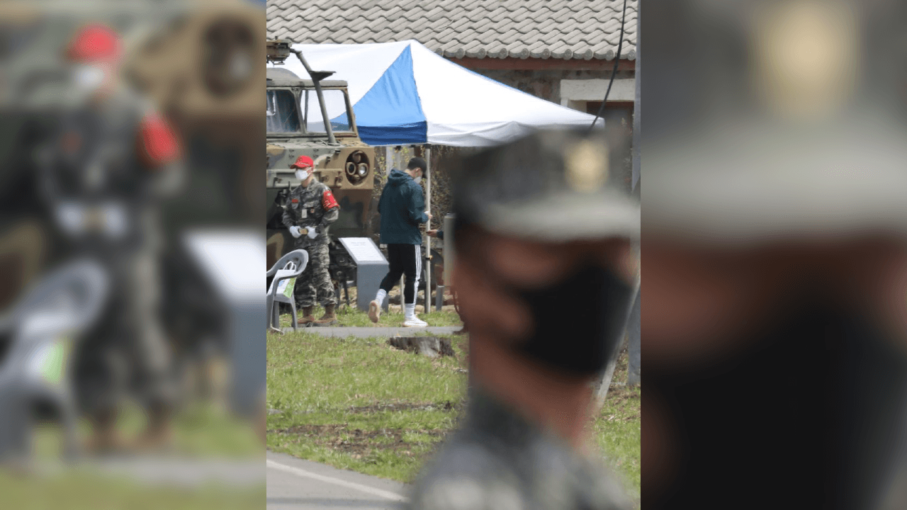Son Heung-Min llegó al campo de entrenamiento de los marines listo para comenzar su servicio militar de tres semanas.