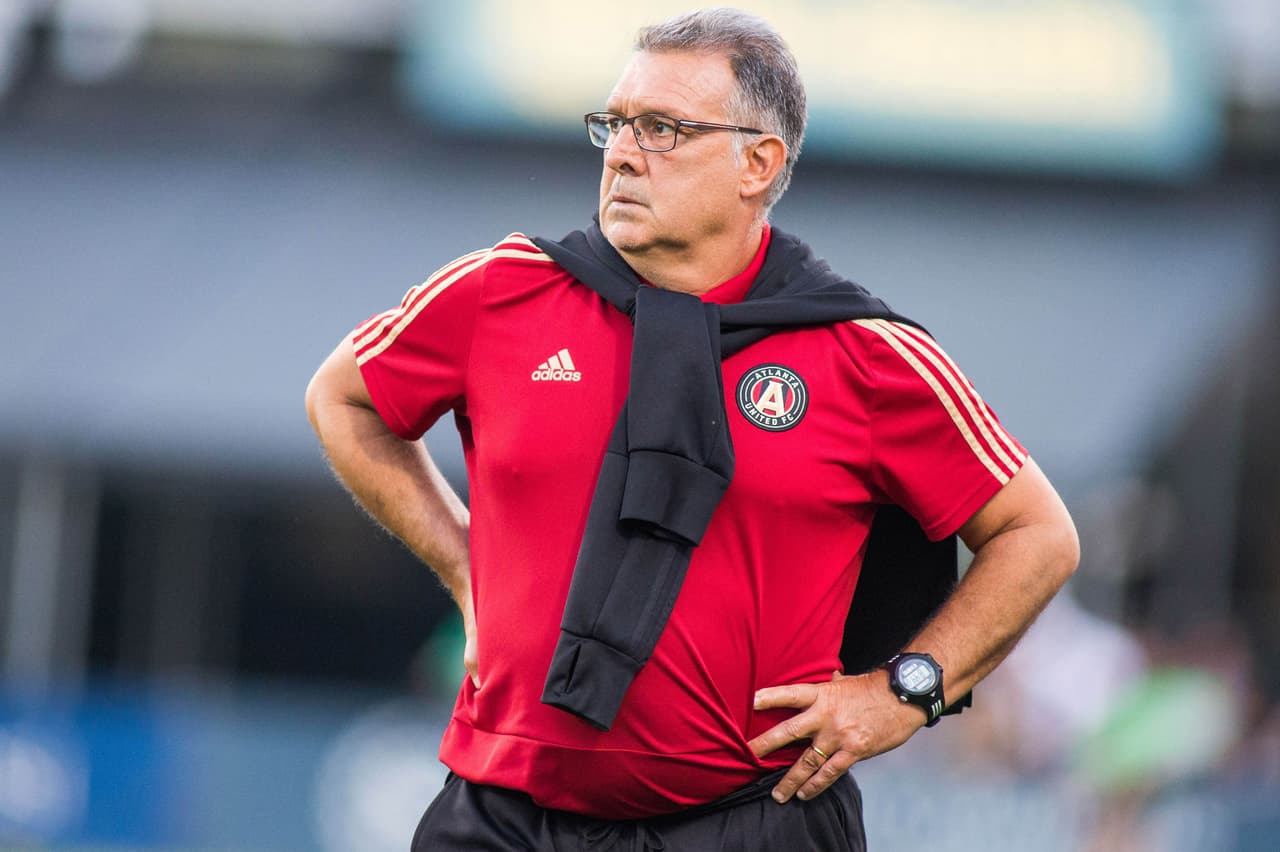 Jun 13, 2018; Columbus, OH, USA; Atlanta United head coach Gerardo Martino on the sideline in the second half against the Columbus Crew at MAPFRE Stadium. Mandatory Credit: Trevor Ruszkowski-USA TODAY Sports