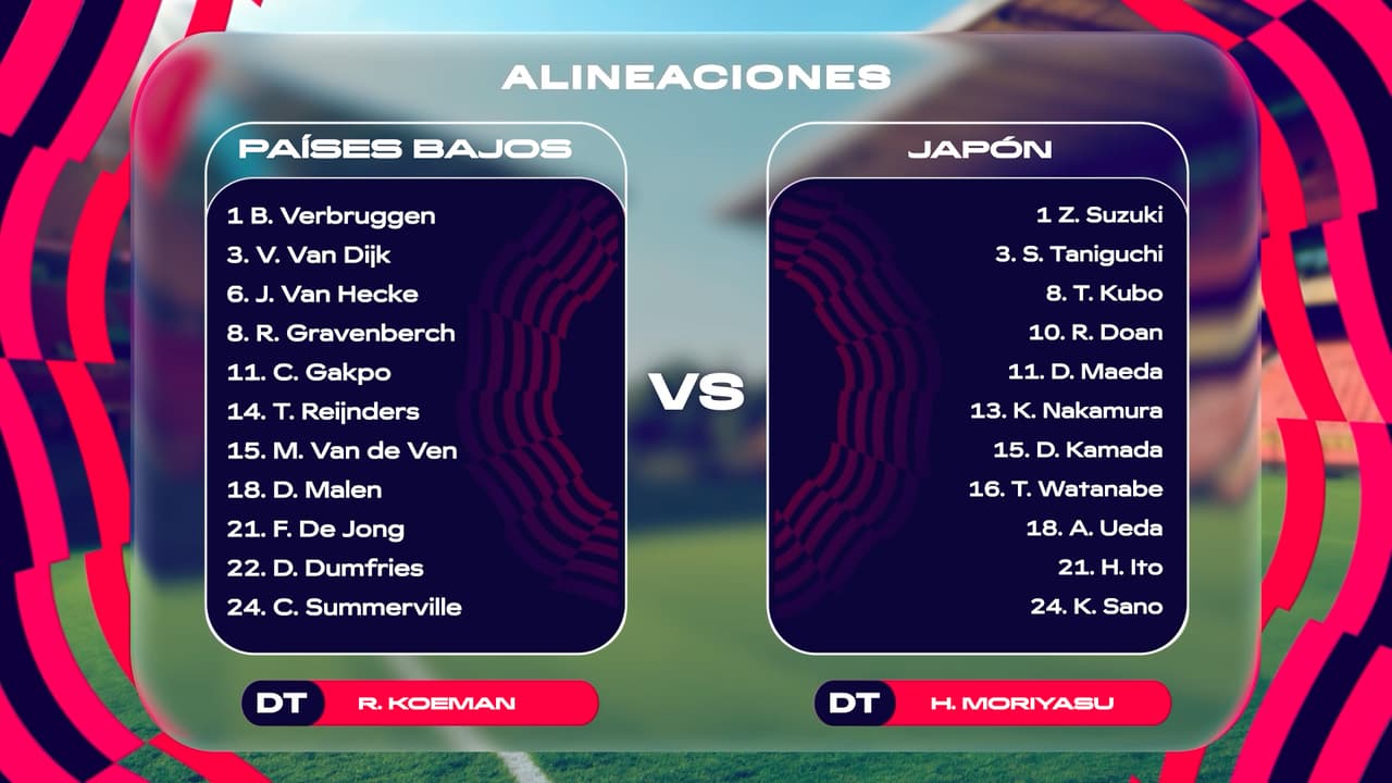 Países Bajos vs. Japón: Alineaciones confirmadas para el partido del Mundial 2026
