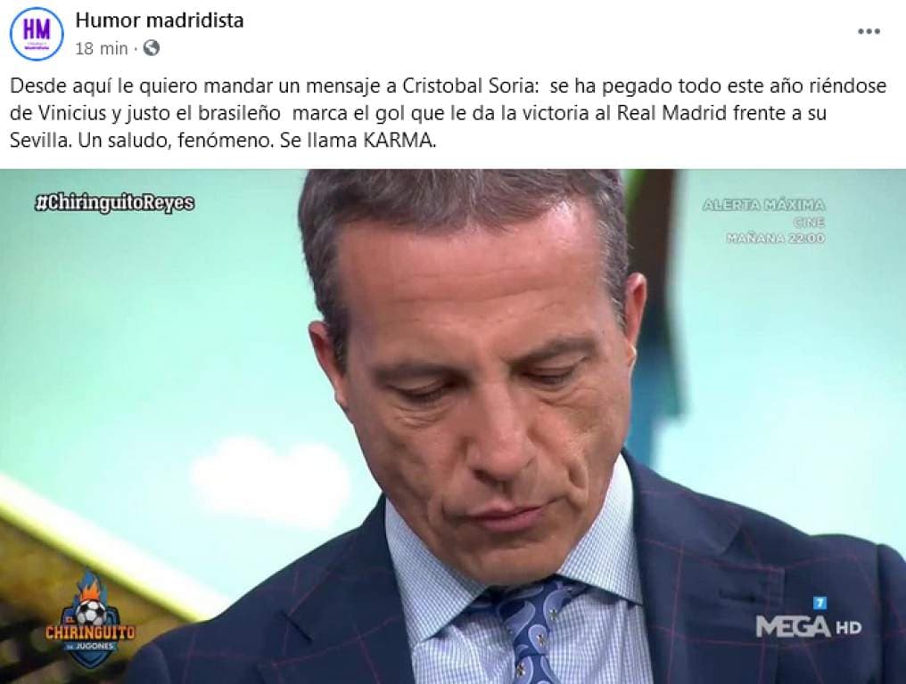 Los memes de la victoria del Real Madrid sobre Sevilla | Vinicius protagonizó el cotorreo en redes sociales luego de que provocara el autogol de la victoria.