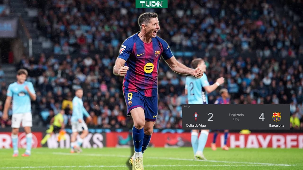 Triplete de Lewandowski mantiene al Barça sublíder