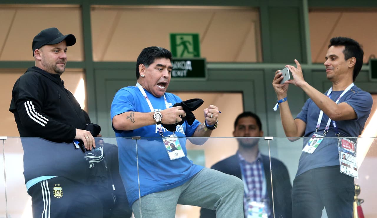 En Rusia 2018 Maradona volvió a ser noticia, pero por mal comportamiento.