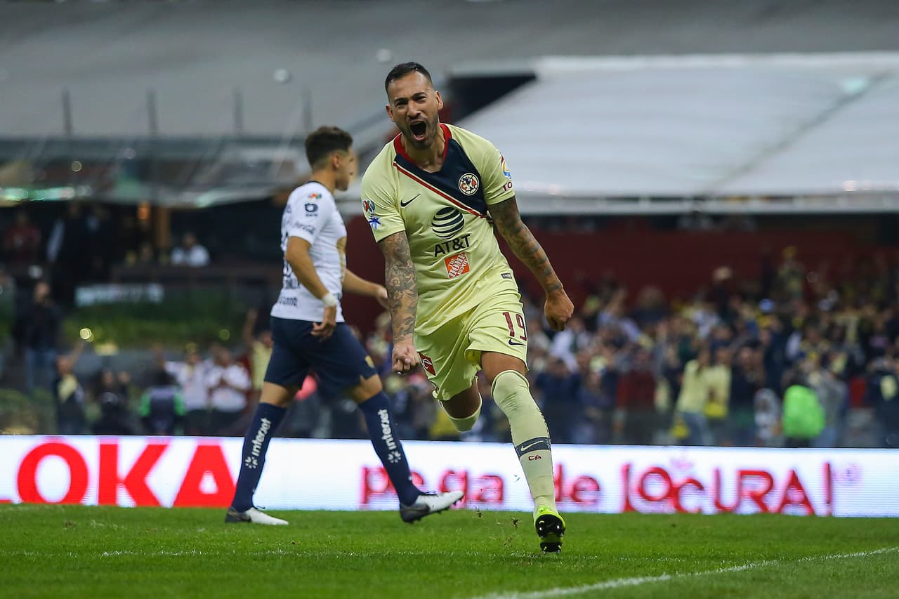 Así festejó Aguilera el gol con el que le dieron la puntilla a unos Pumas quienes echaron por la borda su temporada en la Vuelta de las Semifinales.