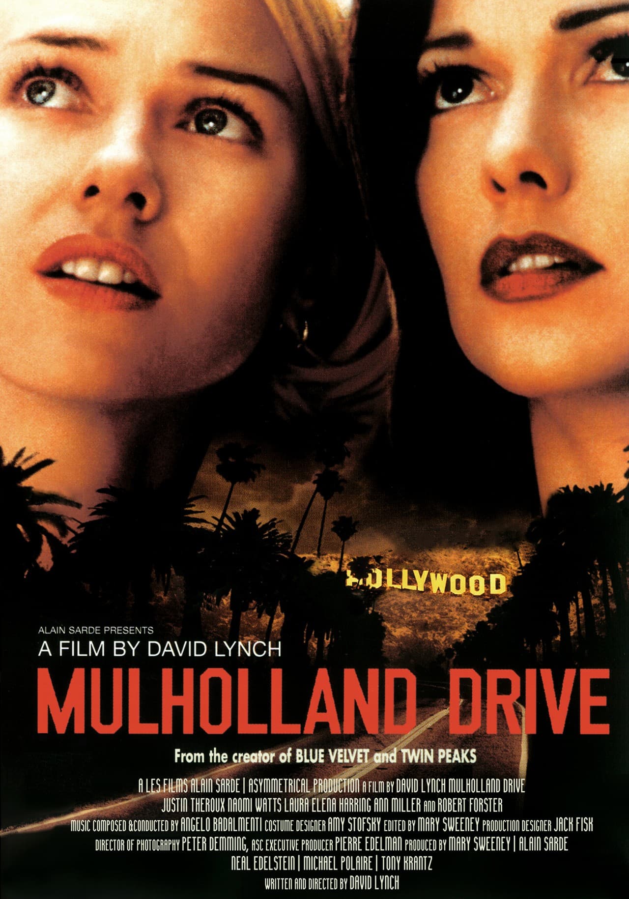 Mulholland Drive
<br>Una mujer amnésica es abandonada luego de un accidente automovilístico. Ella recorre las calles de Los Angeles antes de encontrar refugio en un departamento. Ahí conoce a Betty, una bella rubia que llegó a Los Angeles buscando triunfar como actriz. Juntas Betty y Rita buscarán encontrar cuál es la verdadera identidad de Rita.