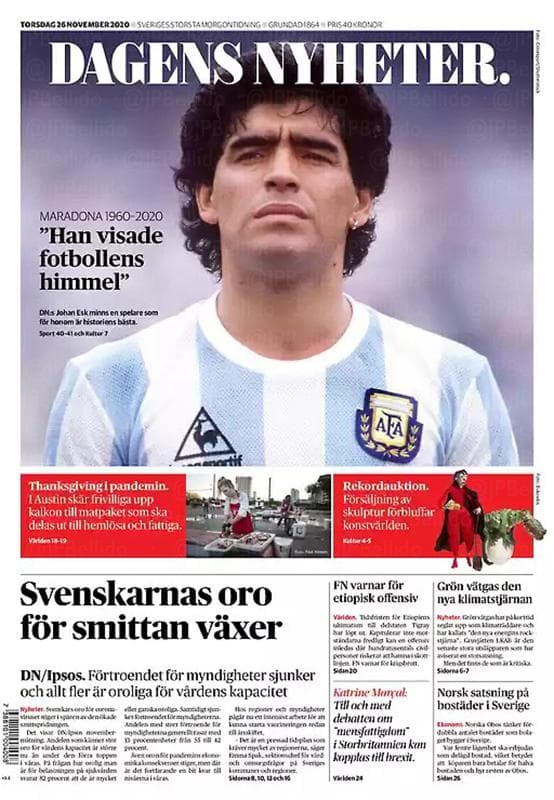Así reaccionó la prensa mundial al fallecimiento de Maradona | El deceso de la leyenda argentina ocupó las portadas de los principales diarios alrededor del mundo.
