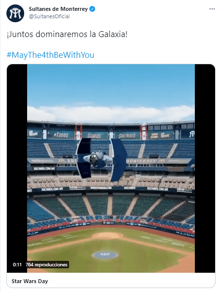 Los Sultanes de Monterrey compartieron un video de una nave que forma parte del universo de 'Star Wars'.