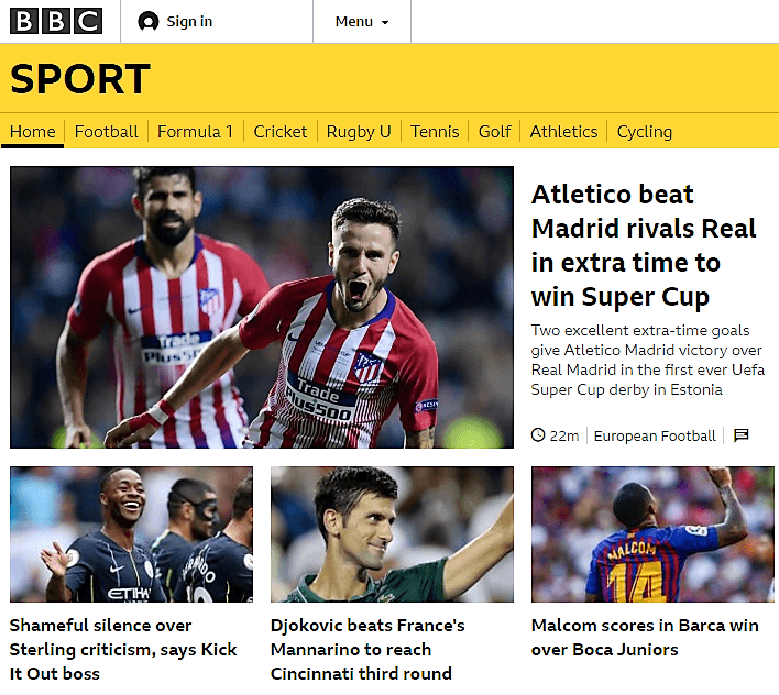 El portal de 
<i>BBC Sport</i> realza el triunfo del equipo Colchonero en el tiempo extra sobre su acérrimo rival.