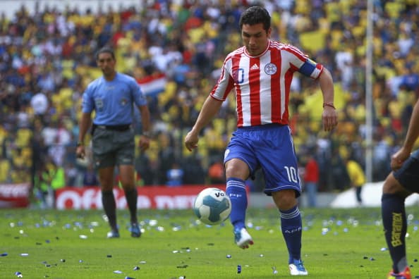 MEXICO CITY, MEXICO - AUGUST 07: Salvador Cabanas of Paraguay during friendly game in homage to Salvador Cabanas at Azteca Stadium on August 07, 2011 in Mexico City, Mexico. (Photo by Hector Vivas/Jam Media/LatinContent/Getty Images)