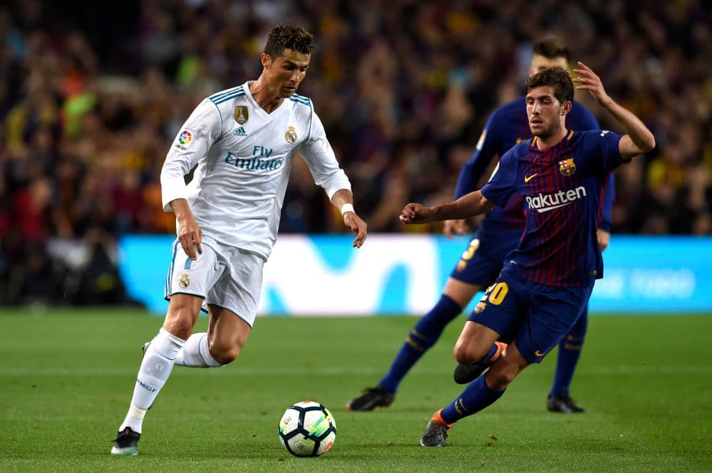 <b>Barcelona 2-2 Real Madrid</b>, 6 de mayo de 2018. El Real Madrid alcanzó el empate con goles de Cristiano Ronaldo (izquierda) al 14' y el galés Gareth Bale 72'.
