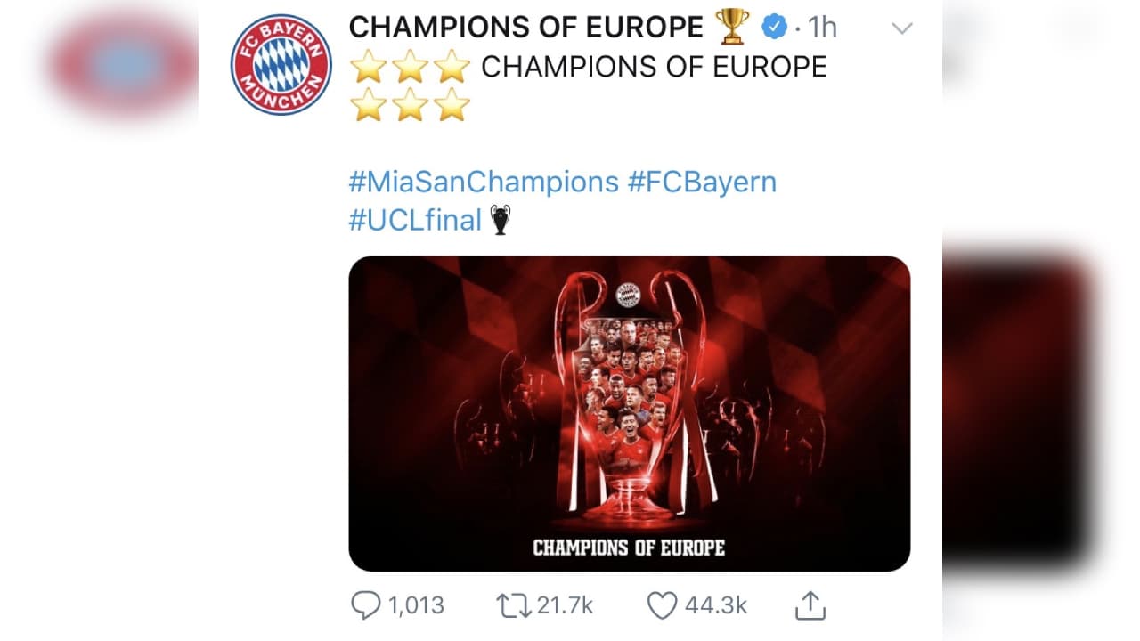 Bayern derrota 0-1 al PSG en la final de la UEFA Champions League, y los alemanes inundan las redes sociales con las celebraciones del sexto título.