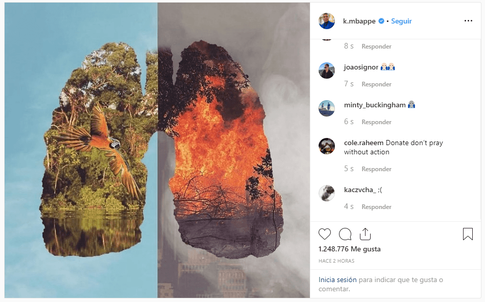 Kylian Mbappé, joven atacante del PSG, mostró la misma imagen que Dybala y al igual que Alves invita a rezar por lo acontecido.