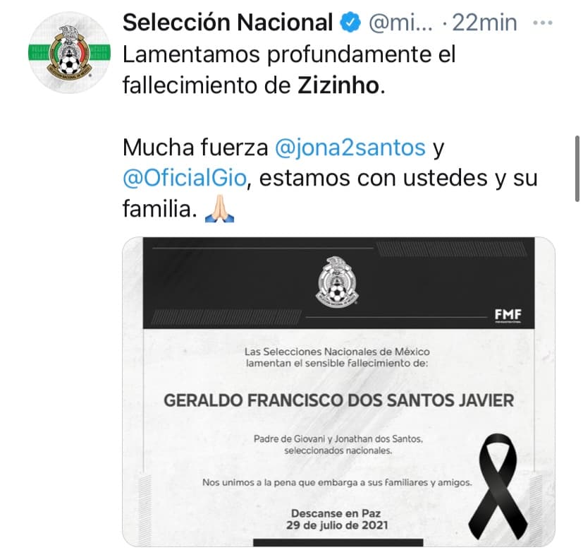 Las redes sociales se inundan con mensajes de apoyo y de pésame hacia la familia Dos Santos tras el fallecimiento de Geraldo Francisco dos Santos.