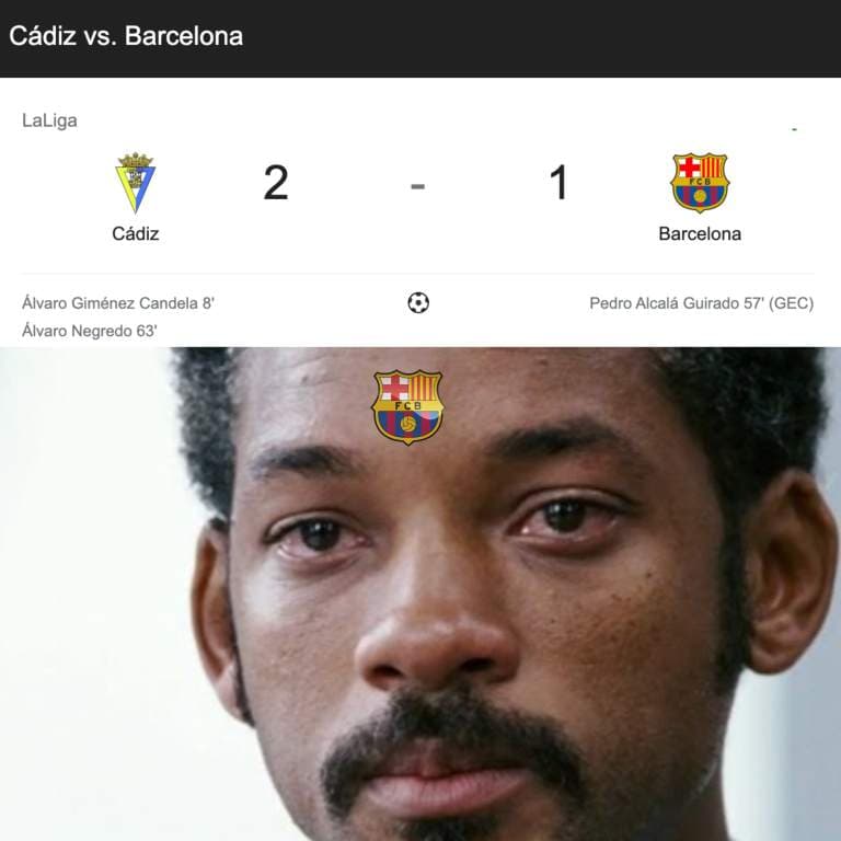 Estos son los memes de la derrota del Barcelona a manos del Cádiz | El poderoso ‘Submarino Amarillo’ del ‘Choco’ Lozano despachó a los culés y ahora los memes hacen lo suyo.