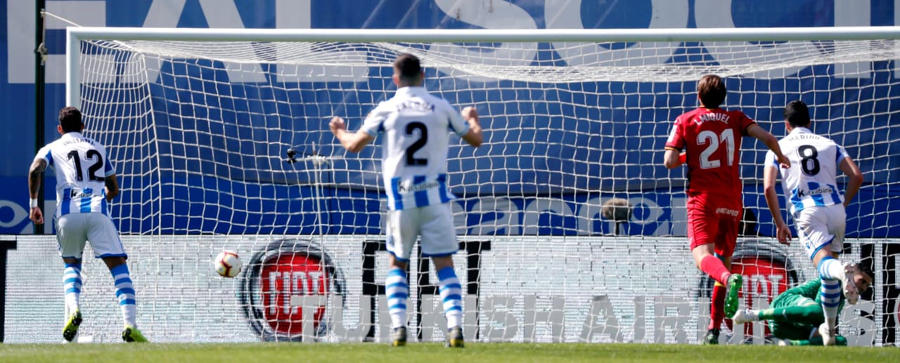 Willian José anotó de penalti el 1-0 contra el Getafe al minuto 21 del primer tiempo en el Estadio Municipal de Anoeta, en San Sebastián.