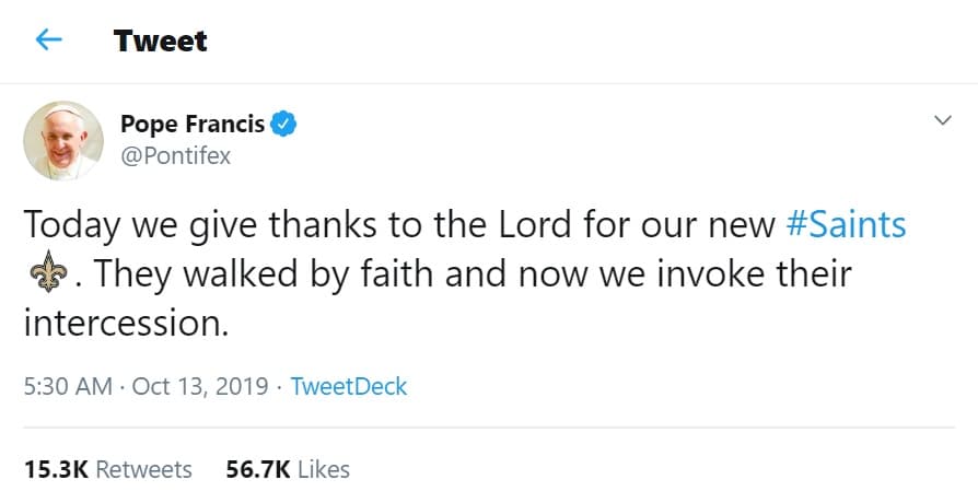 El Papa Francisco cometió una curiosa equivocación en su cuenta de Twitter.