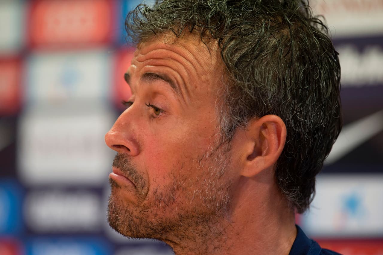 Barcelona's coach Luis Enrique gives a press conference following a training session at the Sports Center FC Barcelona Joan Gamper in Sant Joan Despi, near Barcelona on May 20, 2017 on the eve of their last Spanish League football match FC Barcelona. vs SD Eibar. / AFP PHOTO / Josep LAGO (Photo credit should read JOSEP LAGO/AFP/Getty Images)