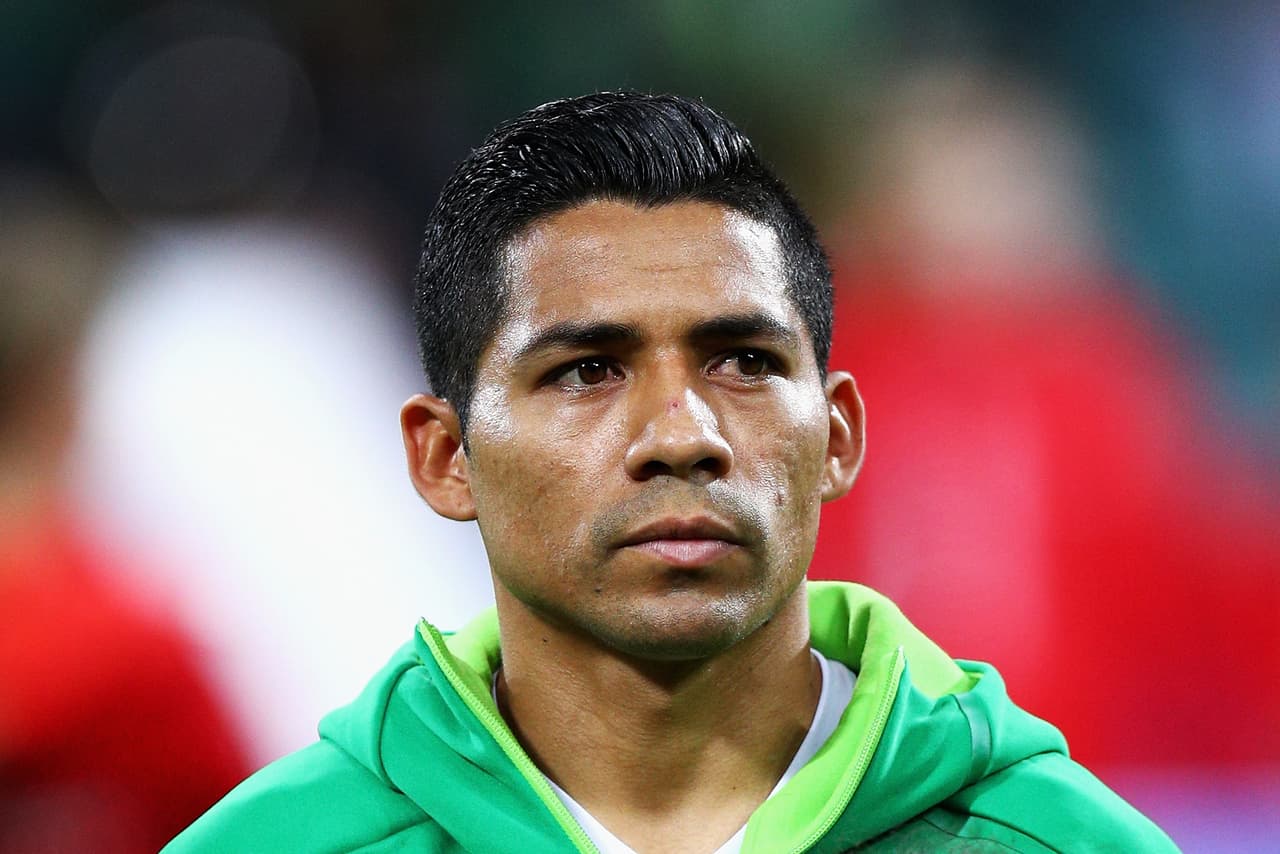 SOCHI, RUSSIA - JUNE 21: Javier Aquino of Mexico lines up prior to the FIFA Confederations Cup Russia 2017 Group A match between Mexico and New Zealand at Fisht Olympic Stadium on June 21, 2017 in Sochi, Russia. (Photo by Buda Mendes/Getty Images)