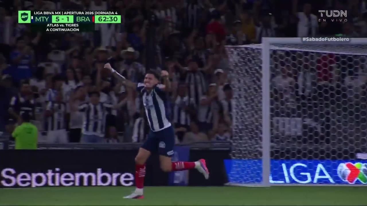 ¡Mega golazo de Lucas Ocampos! Monterrey está consiguiendo la manita ante Juárez