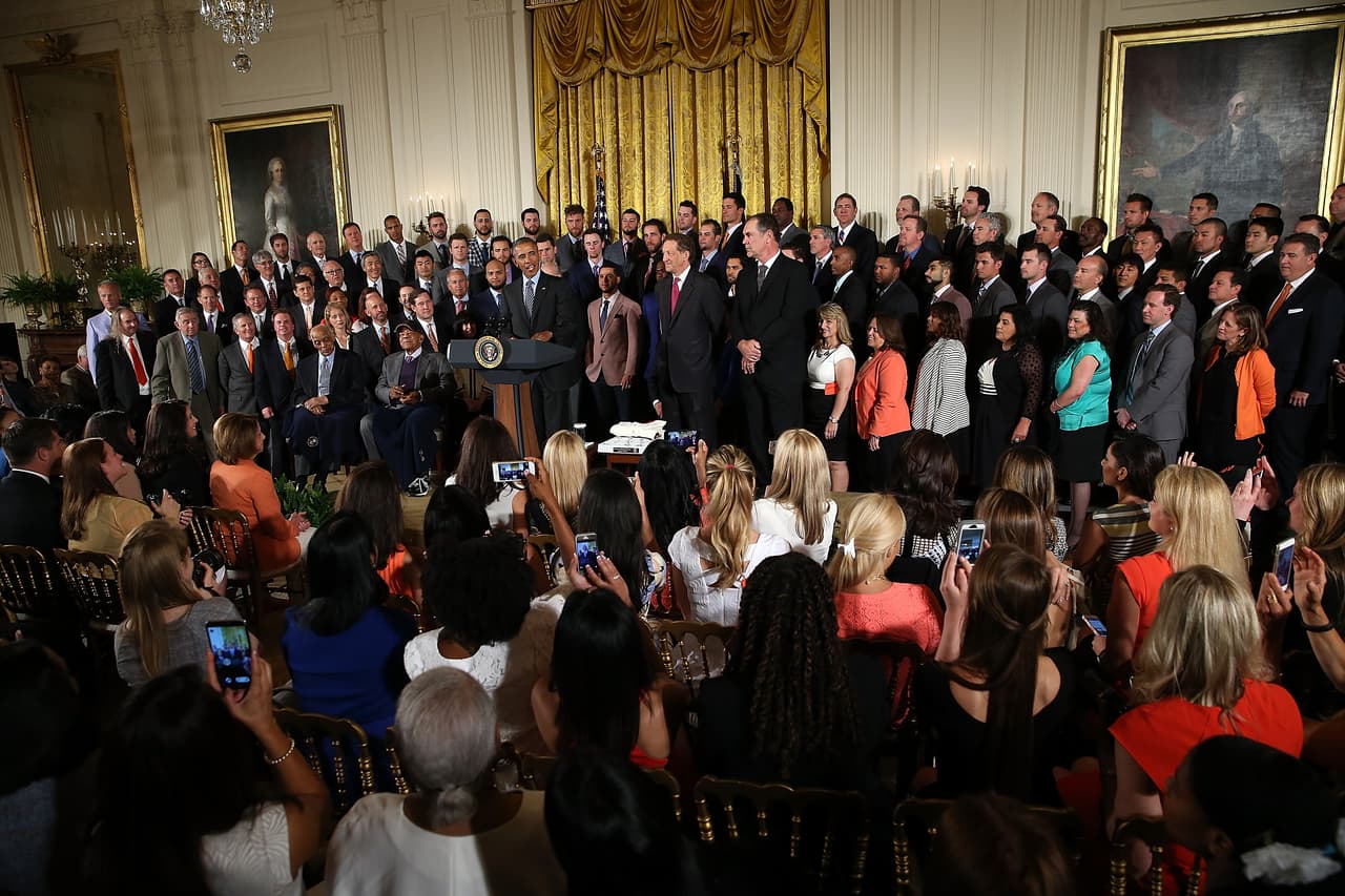 Obama recibió al equipo en la Casa Blanca por tercera vez en cinco años.