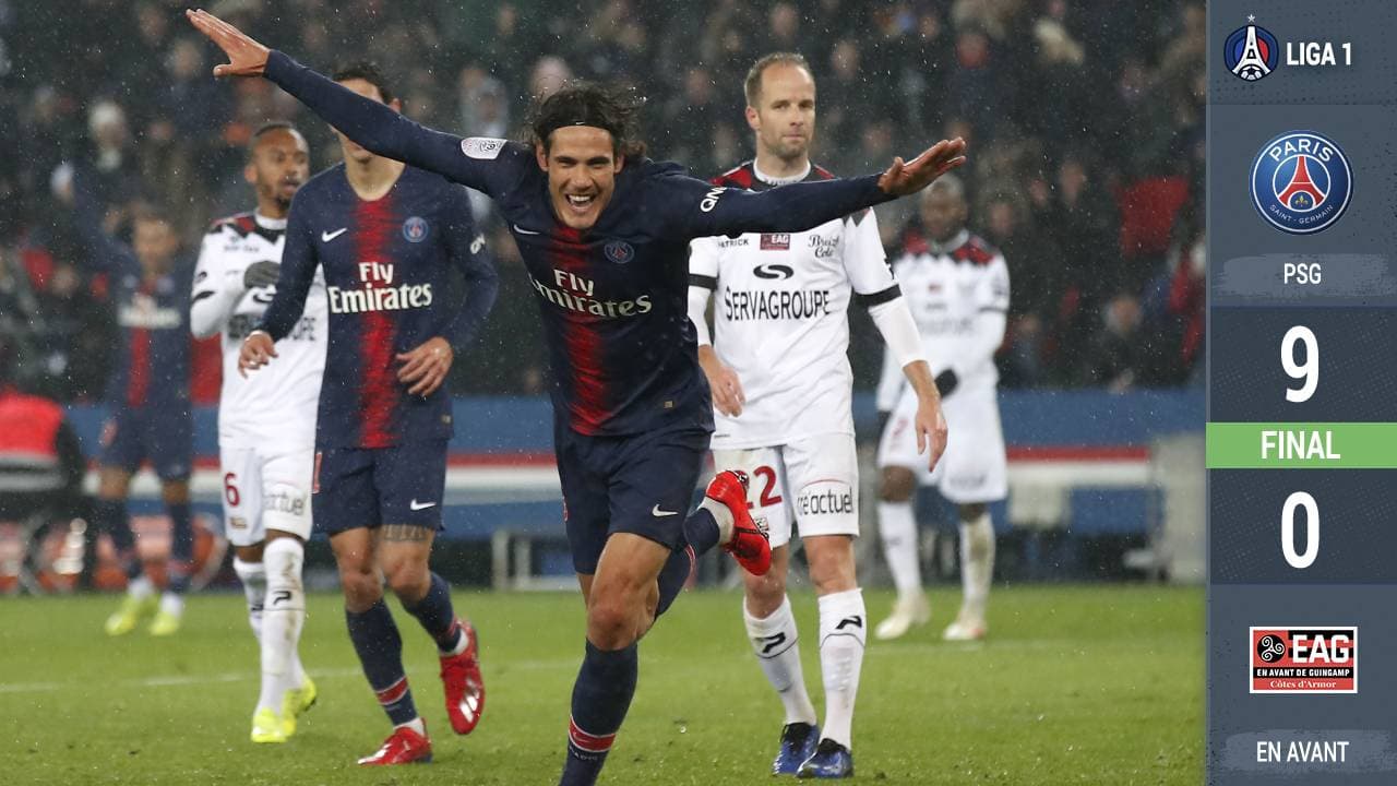 ¡Tripletes de Cavani y Mbappé! El PSG cobra venganza del Guingamp y lo despedaza
