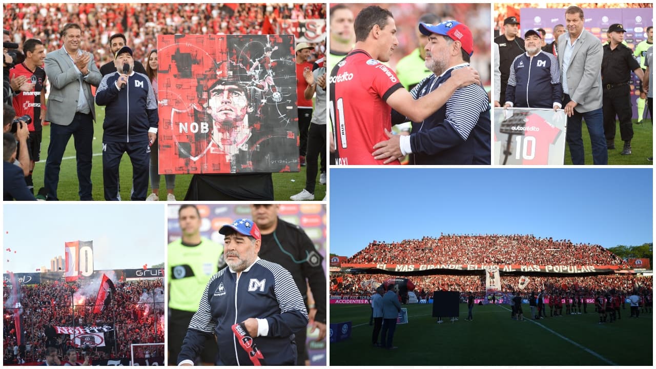 Sigue la fiebre maradoniana por el futbol argentino. En Rosario reciben como 'Dios' a Diego Armando Maradona. Gimnasia venció 0-4 a Newell's.