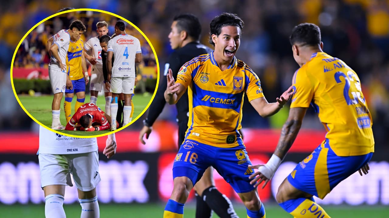 Golazo de Lainez y casi fracturan a Mier en el Tigres vs. Cruz Azul