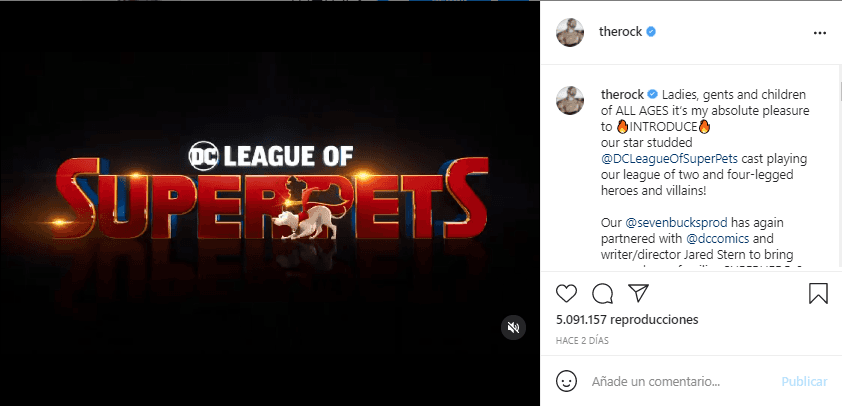 “Damas, caballeros y niños de todas las edades., es un placer absoluto introducir a nuestro elenco de @DCLeagueOfSuperPets, repleto de estrellas” se lee al pie del video.