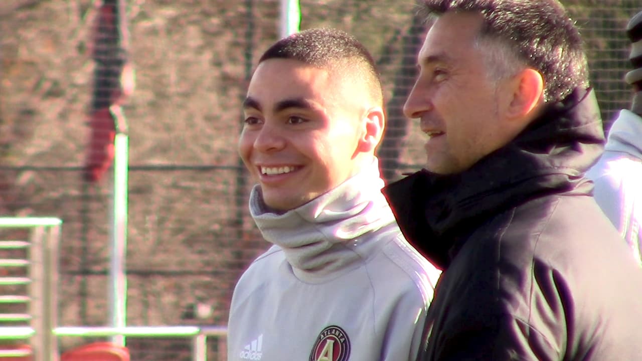 Miguel Almirón entrenando rumbo a MLS Cup 2018. Podría ser su último partido con la camiseta, considerando los rumores que lo ubican en Europa.