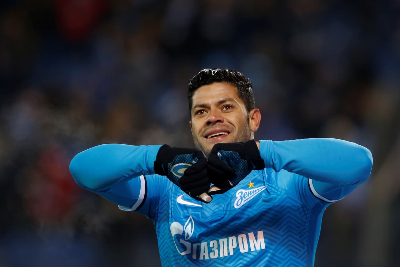 SAINT PETERSBURG, RUSSIA - MARCH 13: Hulk of FC Zenit St. Petersburg celebrates his goal during the Russian Football League match between FC Zenit St. Petersburg and FC Rubin Kazan at Petrovsky stadium on March 13, 2016 in St. Peterburg, Russia. (Photo by Epsilon/Getty Images)