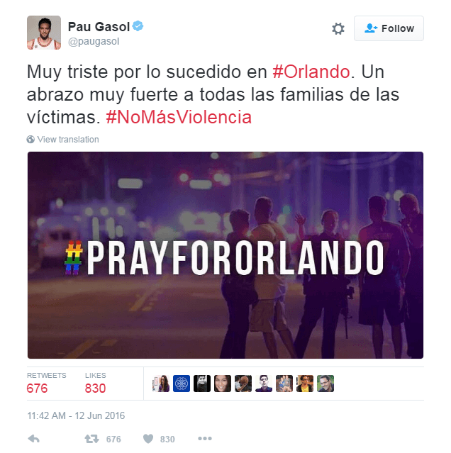 El deporte también lamenta ataque en Orlando