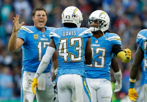 <b>6) Los Ángeles Chargers (5-2)</b>. Una victoria sólida, convincente en Londres ante los Titans tiene con la moral alta a este equipo que es el único que le puede dar pelea a Kansas City en la División.