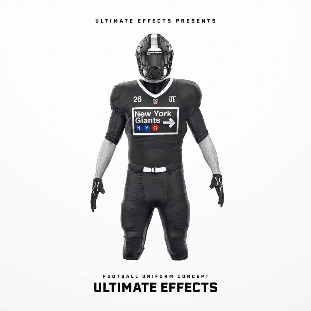 New York Giants - En el pecho luce la tipografía del icónico subterráneo neoyorquino.