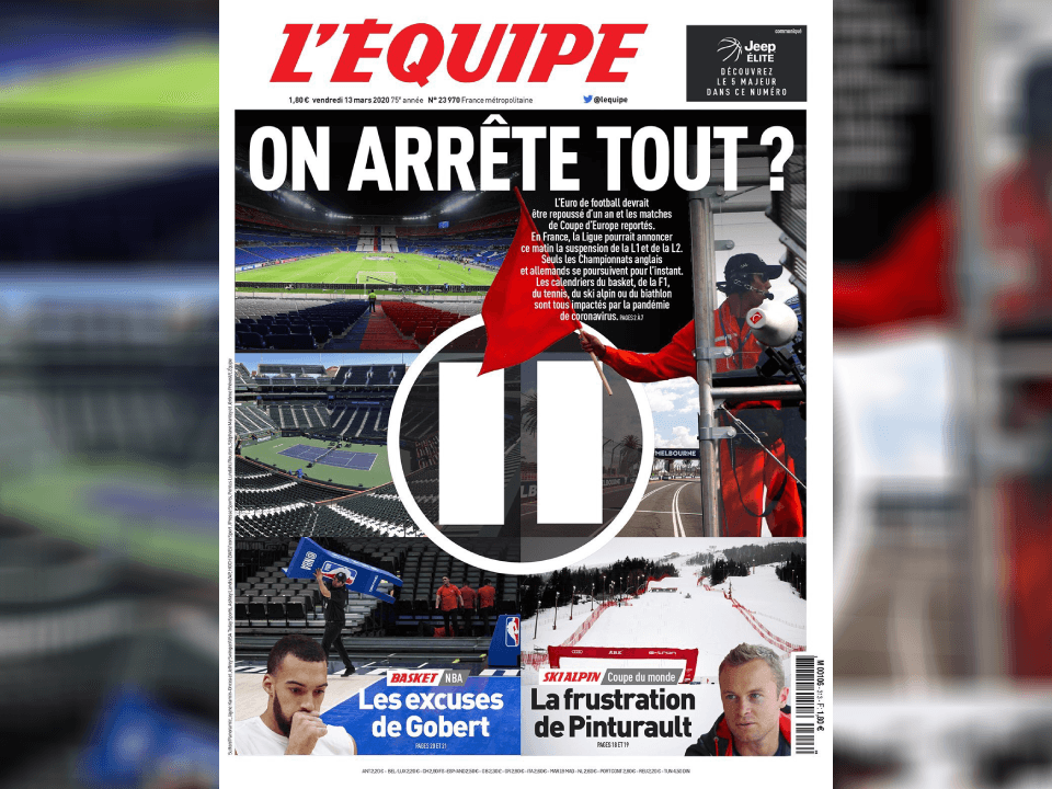 Así es como las portadas de revistas y periódicos viven esta época del coronavirus, un mundo sin deporte es impensable.