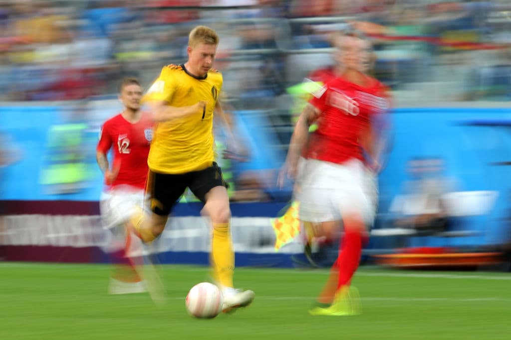 SAINT PETERSBURG, RUSSIA - JULY 14: Kevin De Bruyne of Belgium runs with the ball during the 2018 FIFA World Cup Russia 3rd Place Playoff match between Belgium and England at Saint Petersburg Stadium on July 14, 2018 in Saint Petersburg, Russia. (Photo by Alexander Hassenstein/Getty Images)